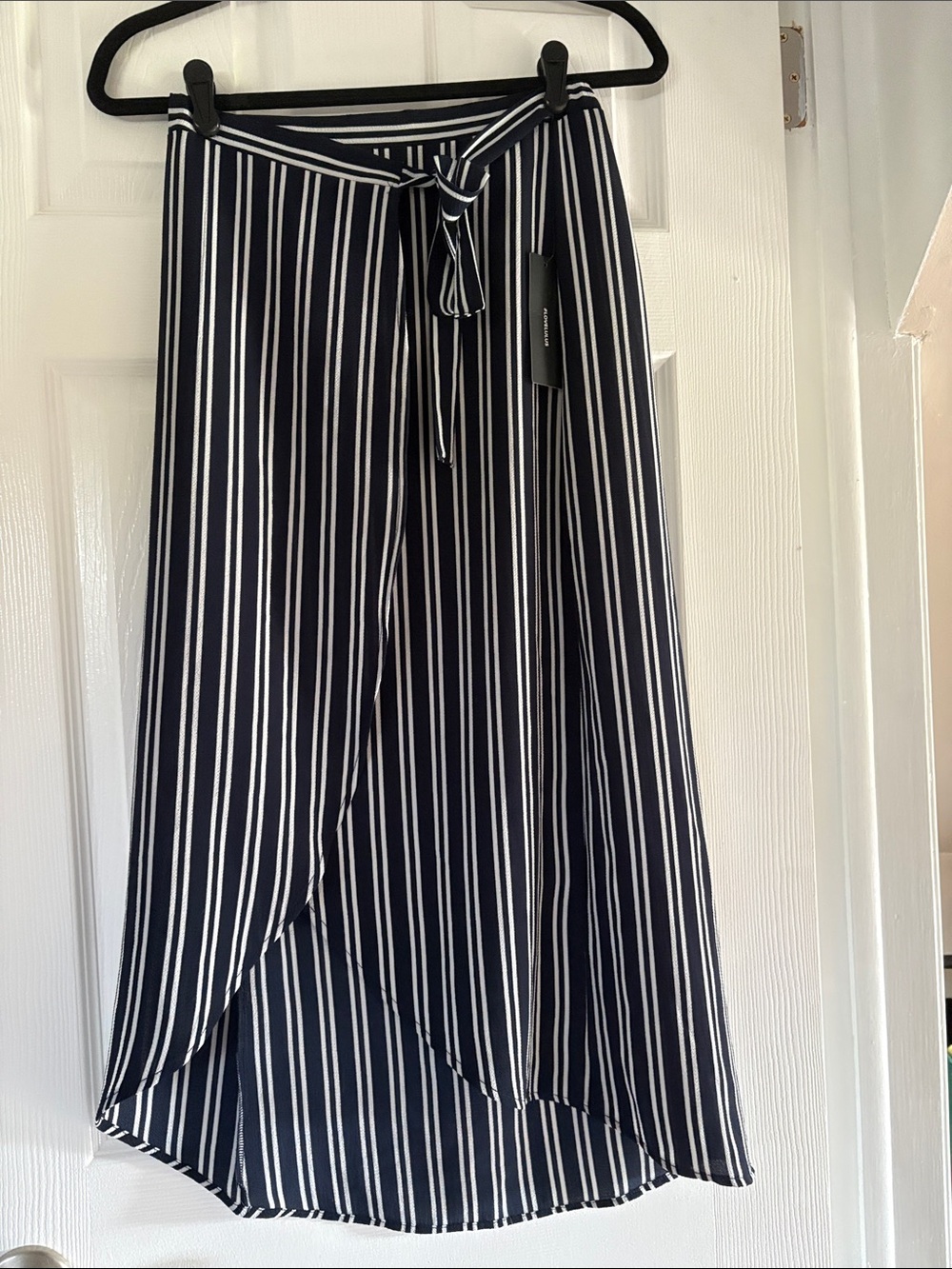 Lulus Striped Navy & White Wrap Skirt